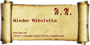 Wieder Nikoletta névjegykártya